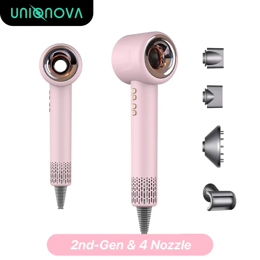 UNIQNOVA Leafless Fast Drying Hair Dryer Negative Ionic Blow High-Speed 110,000 RPM Brushless Powerful Motor Hairdryer Low Noise Magnetic Nozzle