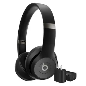 Beats Solo 4 Bluetooth Wireless On-Ear Headphones Matte Black MUW23LL/A with USB-C Wall Charger Power Adapter