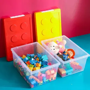 Plastic Transparent Large Particle Building Blocks Storage Box with Lid Sorting &Organising Children's Toy Assembly Storage Bin