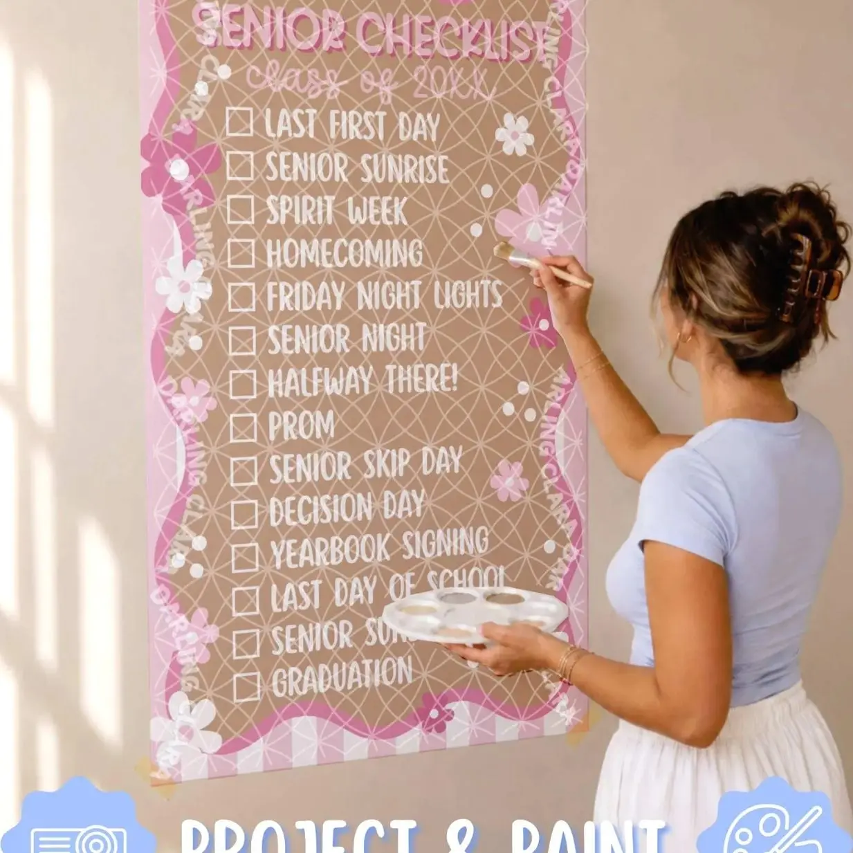 Senior Year Checklist Banner, Last First Day of School Backdrop | Senior Class of 2027 Banner | Senior Year Photo Backdrop
