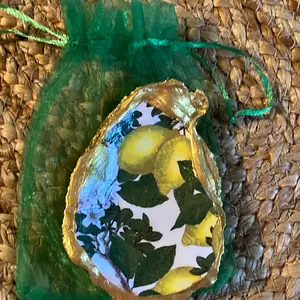 Lemon Oyster Shell Jewelry Dish trinkets bridal hostess shower gift