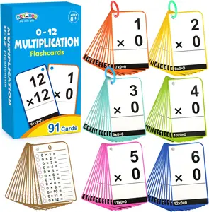 BenBen Multiplication Flash Cards 0-12, 91 Cards, Times Table Flash Cards with Rings, Multiplication Practice for Kids 8-12, 2nd 3rd 4th 5th 6th Grade, Math Flashcards for Homeschool Classroom