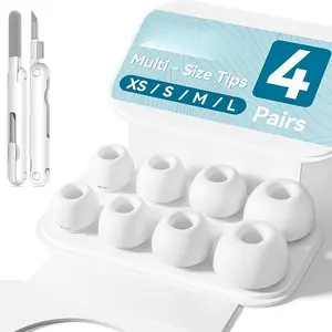 [4 Pairs] Replacement Ear Tips for Airpods Pro 1st /2nd (2019/2022/2023) with Noise Reduction Hole,Built-in dust Guard Screen  Ear Tips - 4 Sizes(XS/S/M/L),White
