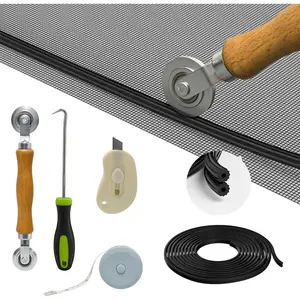 Window Screen Door Repair Kit: 48"x118" Fiberglass Replacement Screen Mesh - 6 in 1 DIY Set of Tools with Rolling Tool/Hook/Ruler/Cutter/Spline, Suitable for Window, Sliding Door, Patio & RV