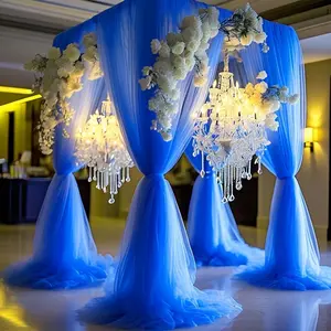 1/2/3-piece pack, 76*500cm royal blue semi-transparent festive party tulle, Party decoration supplies, suitable for wedding ceremony venue decorations, festive party decorations, indoor and outdoor décor, Wedding arch backdrop, Wedding Arched Backdrop