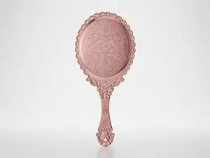 Ornate Rose Gold Vintage Hand Mirror – Elegant Floral Embossed Vanity Mirror