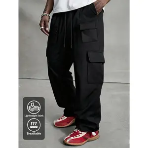 Men's Cargo Pants, Men's Casual Cargo Trousers, Men's Lightweight Breathable Pants, Men's Elastic Waist Cargo Pants, Men's Streetwear Cargo Pants