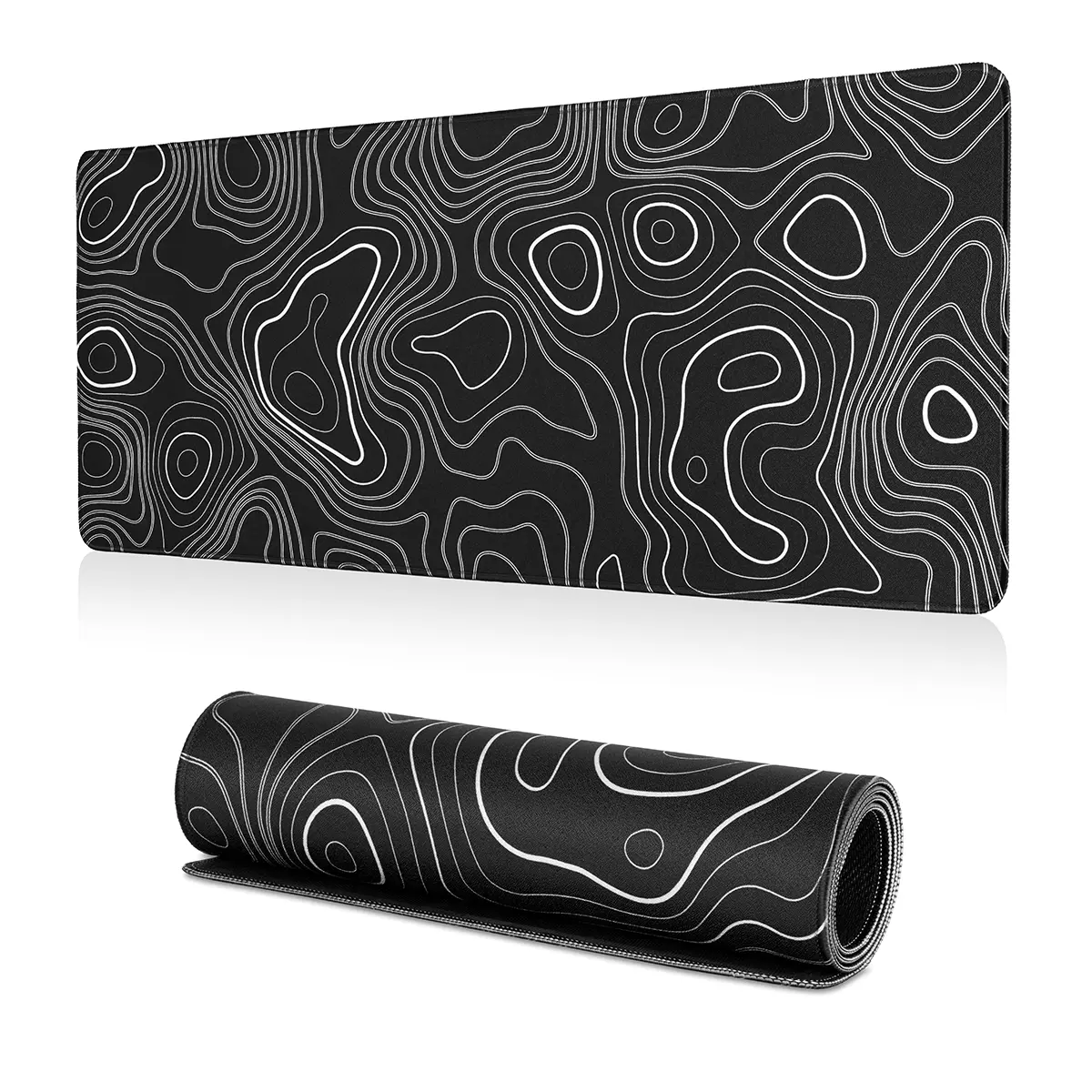 Topographic Map Waterproof Mouse Pad - Extended Contour Mouse Mat for Home and Office, Large Gaming Mousepad Laptop Keyboard Mat with Anti-Slip Rubber Base, Stitched Edges