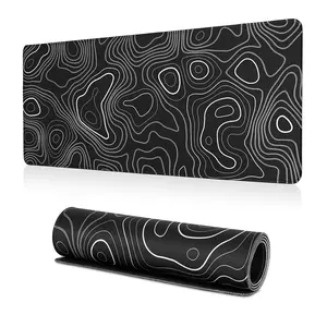 Topographic Map Waterproof Mouse Pad - Extended Contour Mouse Mat for Home and Office, Large Gaming Mousepad Laptop Keyboard Mat with Anti-Slip Rubber Base, Stitched Edges