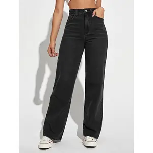 Women's high waisted straight leg jeans, colorful, fashionable, classic denim, breathable and loose, autumn and winter casual outdoor homeRAIMENTRY