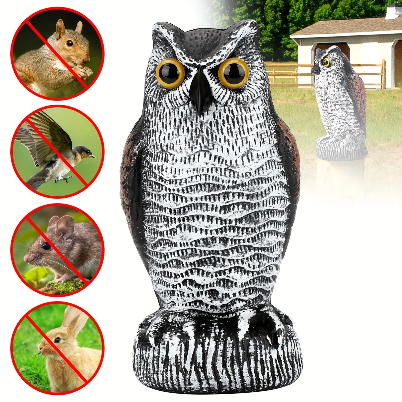 1pc Realistic Owl Scarecrow Statue, Durable Garden Yard Decoration for Outdoor Bird Repellent to Deter Pigeons Squirrels Mice Rabbits Hawks