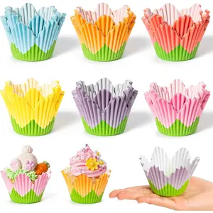 Flower Cupcake Paper Liner - 300 count Easter Baking Cups Muffin Cupcakes Wrappers, Spring Lavender  Cake  Candy Wrap Making Supplies for Spring Birthday  Shower Party (6 Styles)