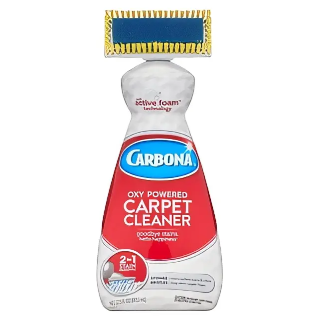 Carbona Oxy-Powered Carpet Spot Cleaner 2-in-1 Dual Brush Sponge 27.5 Fl Oz for Effective Stain Removal and two microfiber cloths