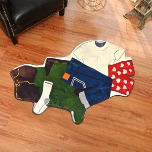 1pc Foldable Laundry-Pile Faux-Wool Area Rug｜Space-Saving for Living/Bed/Kitchen, Fun Vibe Gift