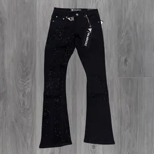 Valabasas - Scripted Stacked Denim - BLK - 1060