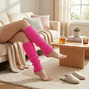 Women's Fashion Knit Neon Leg Warmers - Ribbed Knit Leg Warmer Socks for Yoga Sports Party Dance Fitness Workout Comfortable Stretchy Warm Accessories Perfect for Winter Exercise and Casual Wear