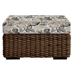 RSH Decor Foam Ottoman Cushion for Patio | 23x19x4 All-Weather Water-Resistant Outdoor Cushion | Dailey Pewter Floral Scroll