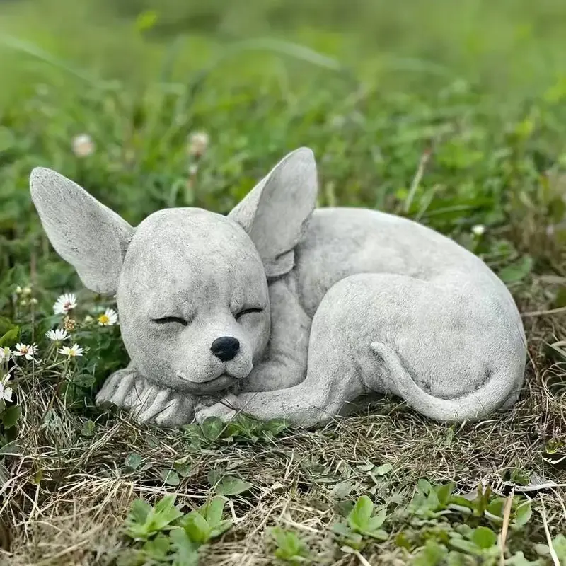 Cute Chihuahua Dog Statue, Rustic Resin Animal Sculpture, Garden Animal Statues, Outdoor Garden Decor, Pet Memorial Gift, Ideal for Animal Lovers, Garden Accessories, Garden Sculptures and Decor