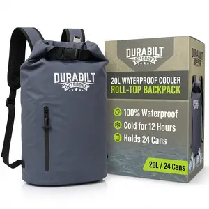 20L Waterproof Cooler Roll Top Backpack Sack, Heavy-Duty Soft Insulated Bag Doubles as Dry Bag