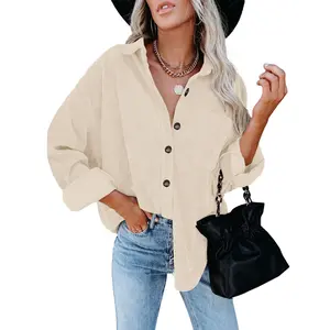 Angerella Womens Casual Plus Size Shacket Jacket Long Sleeve Button Down Shirts Blouses Tops Collared Coats