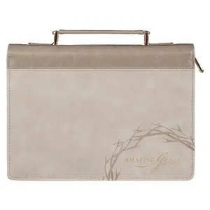 Amazing Grace Taupe Crown of Thorns Faux Leather Fashion Bible Cover - Isaiah 53:5 Medium