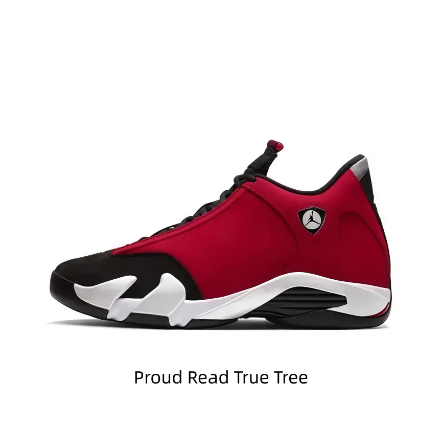 Head-turning red black white leather suede mid-top basketball sneakers elevate every casual look! Smooth scarlet leather upper, fuzzy suede toe, sculpted white sole detail, pairs perfectly with jeans, hoodies and track pants.