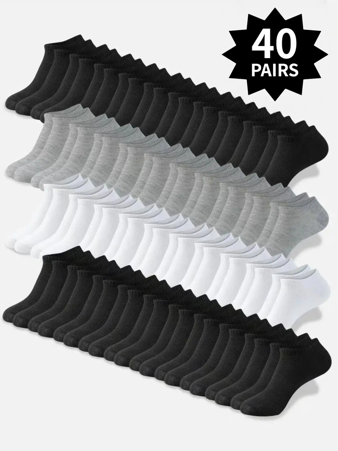 40/30/15-Pair Women's Underwear Solid-Color Short Socks, Soft Breathable Basic Hosiery Sets for Everyday Wear Matching