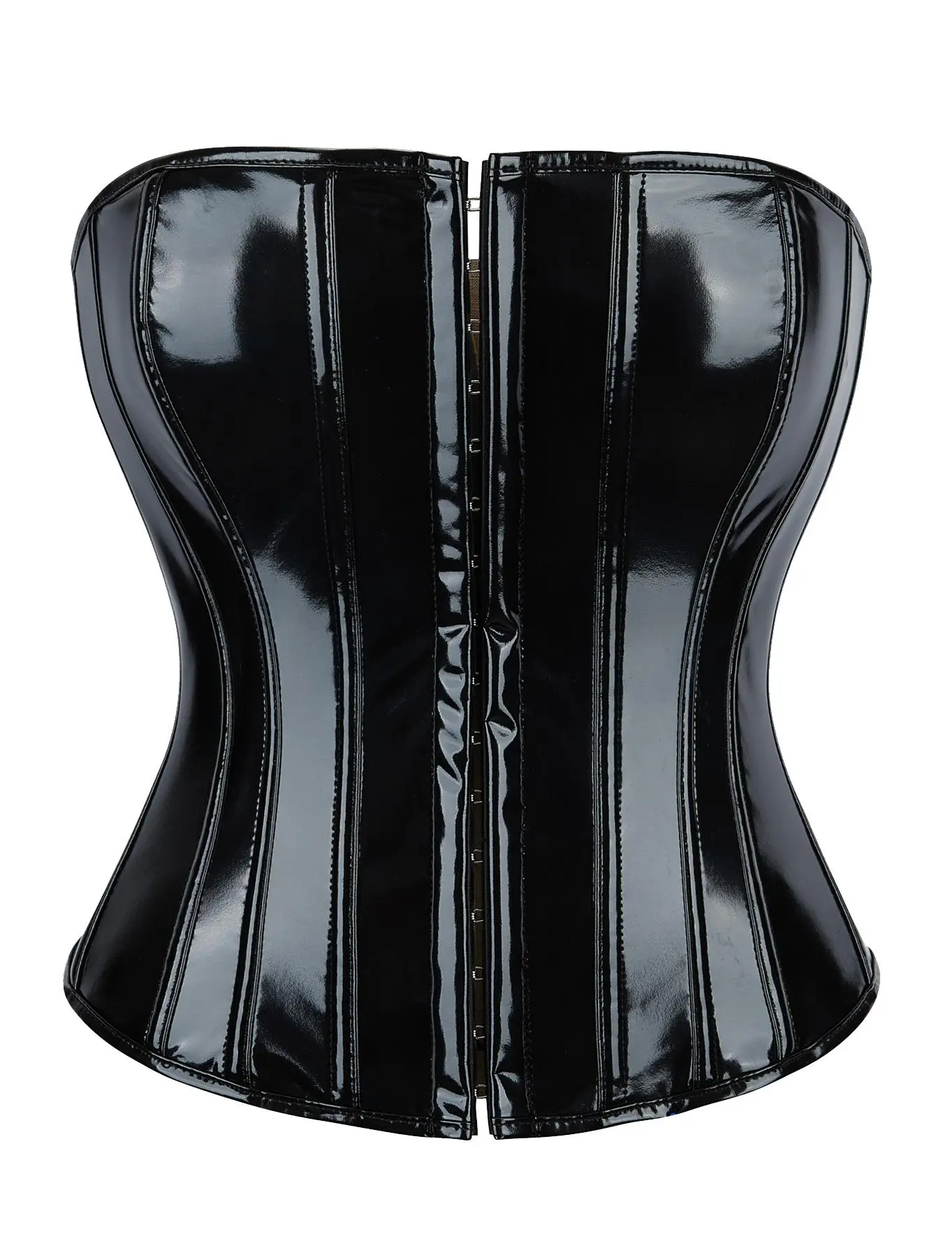 Women's Solid Color Pu Leather Tube Corset Structure, Fashionable Hook & Eye Closure Structure Tube Top, Tummy Control Shaper for Women, Pu Leather Bustier, Shapewear