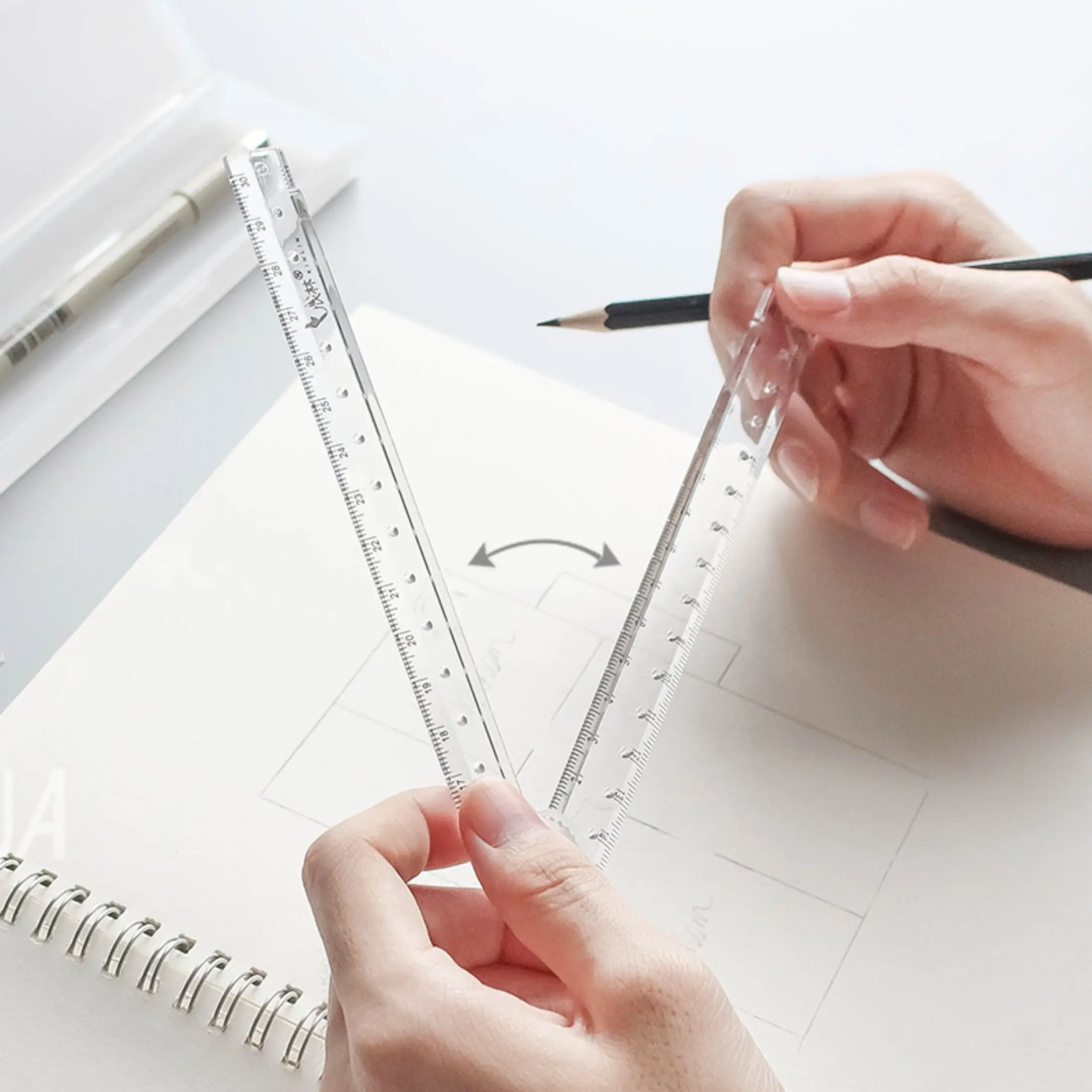 1 folding ruler - a flexible acrylic ruler with measurement marks, transparent - used for drawing, sewing DIY、 Architecture - Compact and portable design - perfect for students, tailors, engineers, a Portable Measuring Tool
