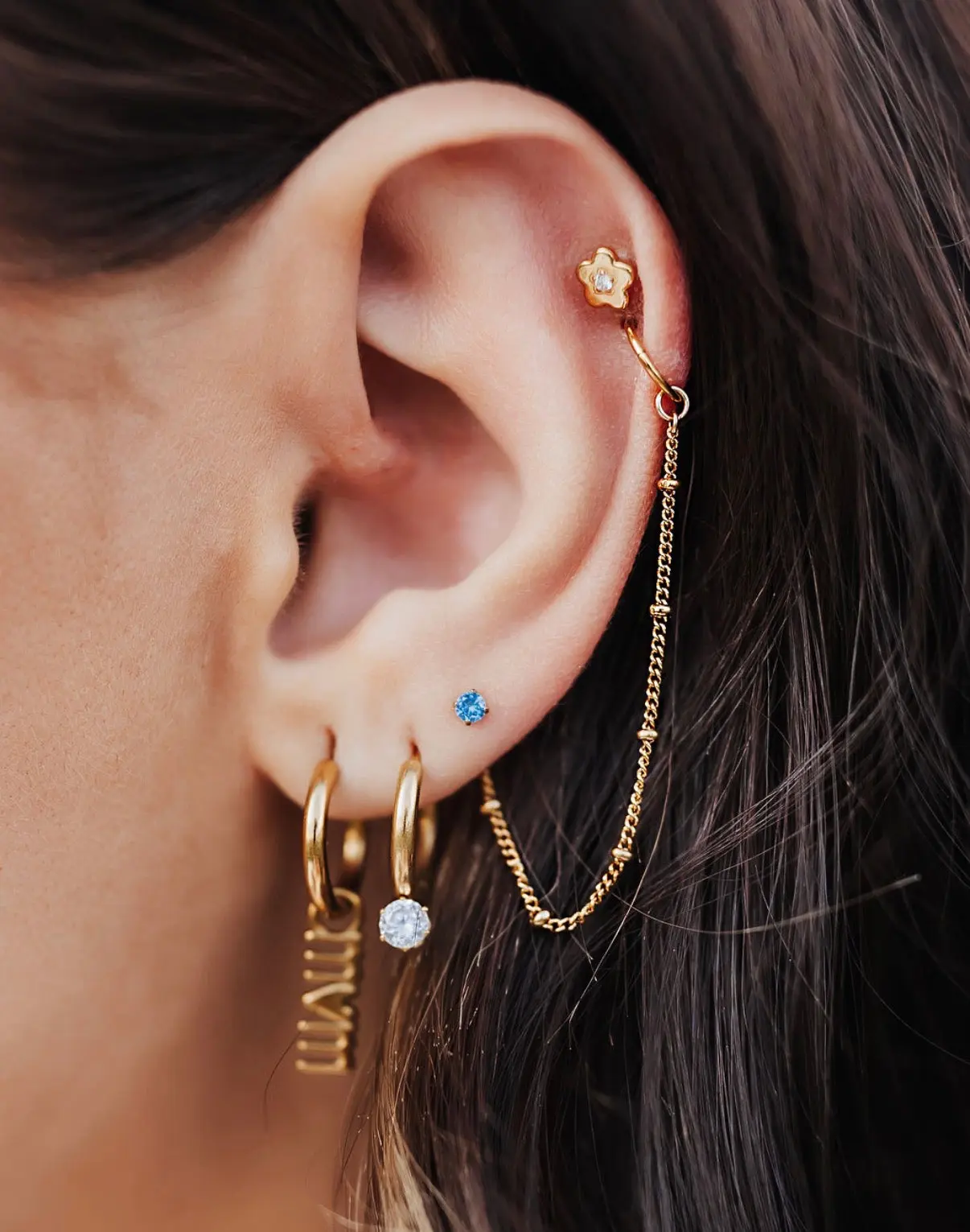 Gold Satellite Connector Chain for Piercings, 2.25in Body Jewelry