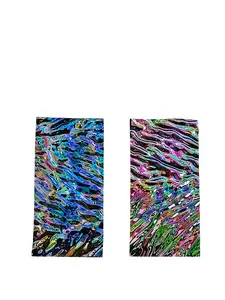 Tex-Effects Reptilian Herringbone Texture Clear Dichroic Glass • 90 COE • 3mm • 2" x 4"