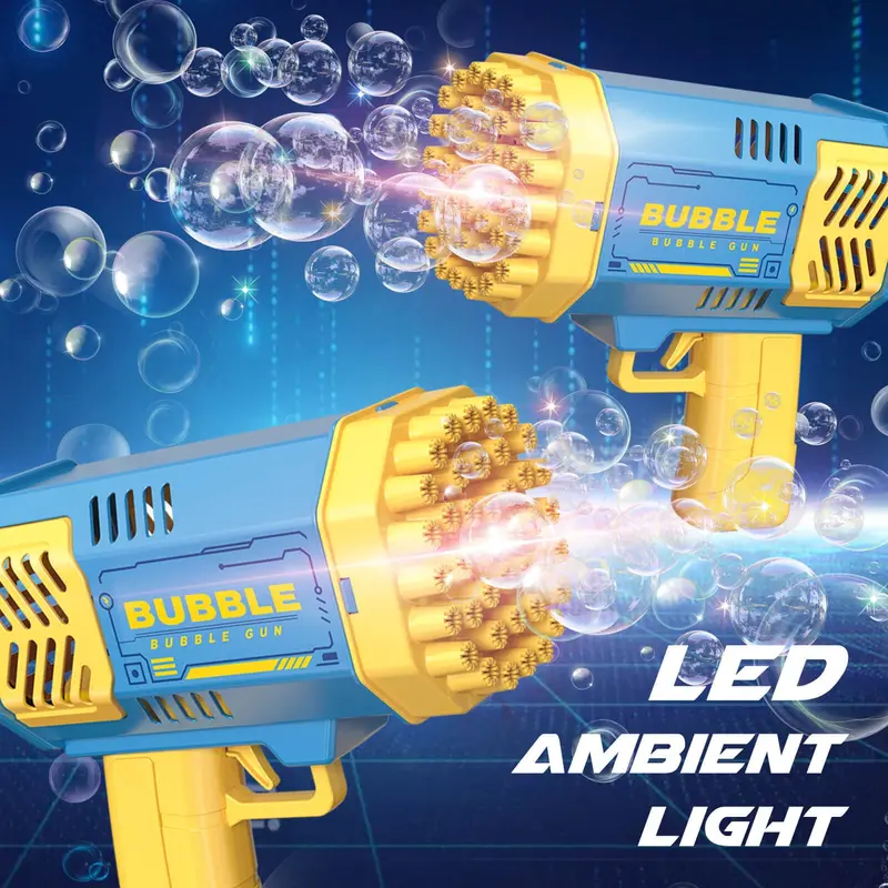 Bubble Machine Gun, 2 Pack Automatic Light-Up Bubble Blaster Toy, Summer Toy for Boys Girls, Bubble Gun for Birthday, Wedding, Outdoor