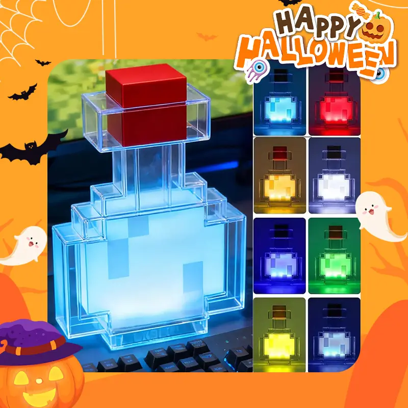 Potion Bottle LED Color Changing Night Light, 8 Color Ambient Table Lamp, Fantasy Bottle Lamp for Bedroom, Gaming Desk, Living Room & Playroom Decor, Unique Home Decoration Light, Fun Room Gadgets Gift for Kids, Teens & Adults, Halloween Christmas Gifts
