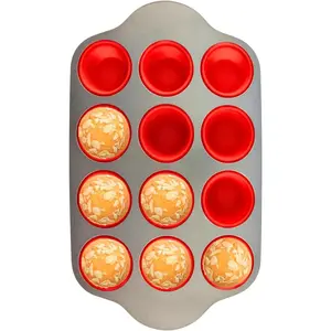 Non-Stick 12 Cup  Muffin Pan with Steel Frame - , , Anti-Warp, Durable & Easy to Pop  Muffin Tin -  Cupcake Pan