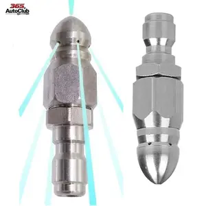 2 Sets Stainless Steel Pressure Washer Sewer Jetter Nozzles, Mini Compact Durable Drain Cleaning Jet Nozzles with 1/4" Quick Connector, 5000 PSI Max Sewer Jetter Accessories