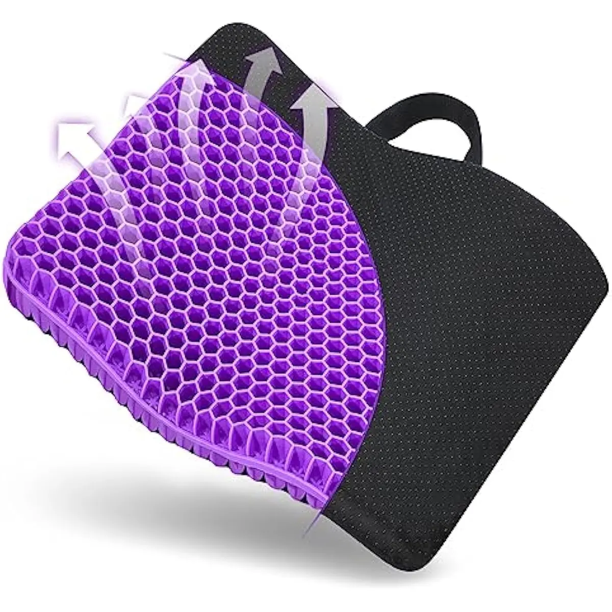 Gel Seat Cushion, for Long Sitting -Double Thick Gel Seat Cushion Breathable Honeycomb Chair Cushion with Non-Slip Cover for Office Chair Car, Wheelchair, Long Trips,Relief Sciatica Pain