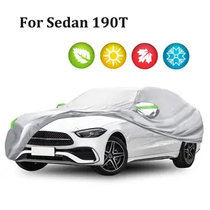 Silver sedan universal car cover 190T single - with reflective strip, car cover, rain and sunscreen, full car sunshade, available in all seasons
