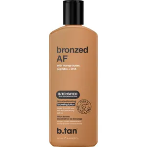 Bronzed AF | b.tan Sun Tanning Lotion | Tan Accelerator - Best Tinted Browning Cream Instant Glow, Tan Intensifier Bronzing Lotion, No SPF, Packed w/ Tan Boosters, Mango Butter & Peptides, Hydrating, Bronzing, Shimmer, Mango Scent, Peptide Tanning Stuff