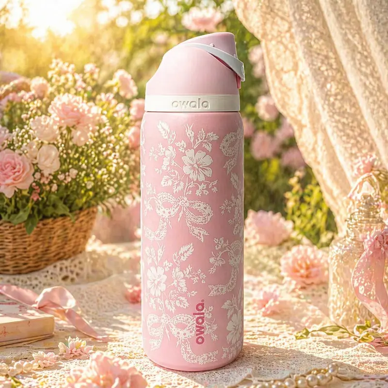 限定品　owala ピンク リボン　完売 Owala 32oz FreeSip Stainless Steel Water Bottle – Pink Ribbon