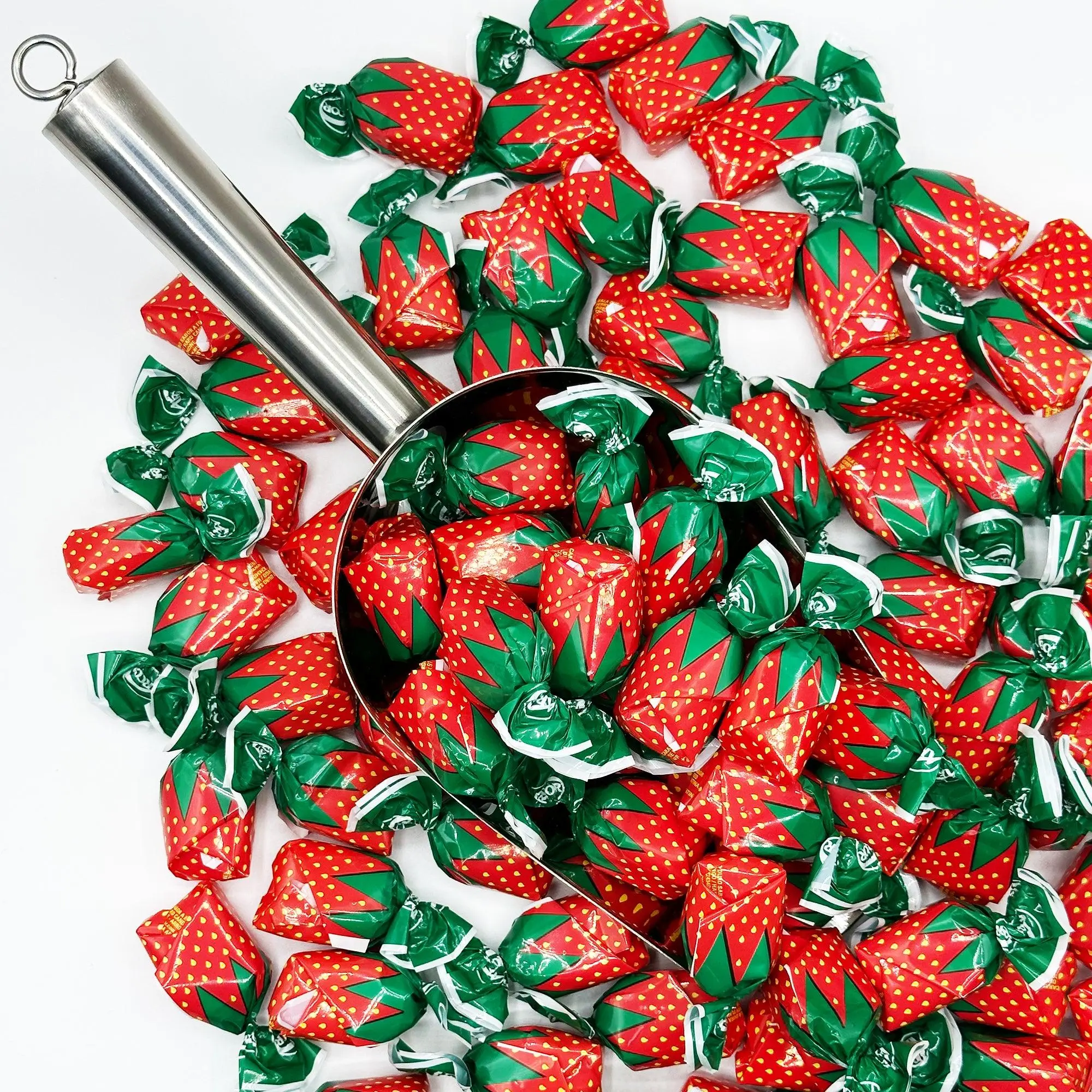 Strawberry-Filled Hard Candies - 1 lb Individually Wrapped Bulk Bag Snacks for Graduation, Valentine's Day, Party Snacks