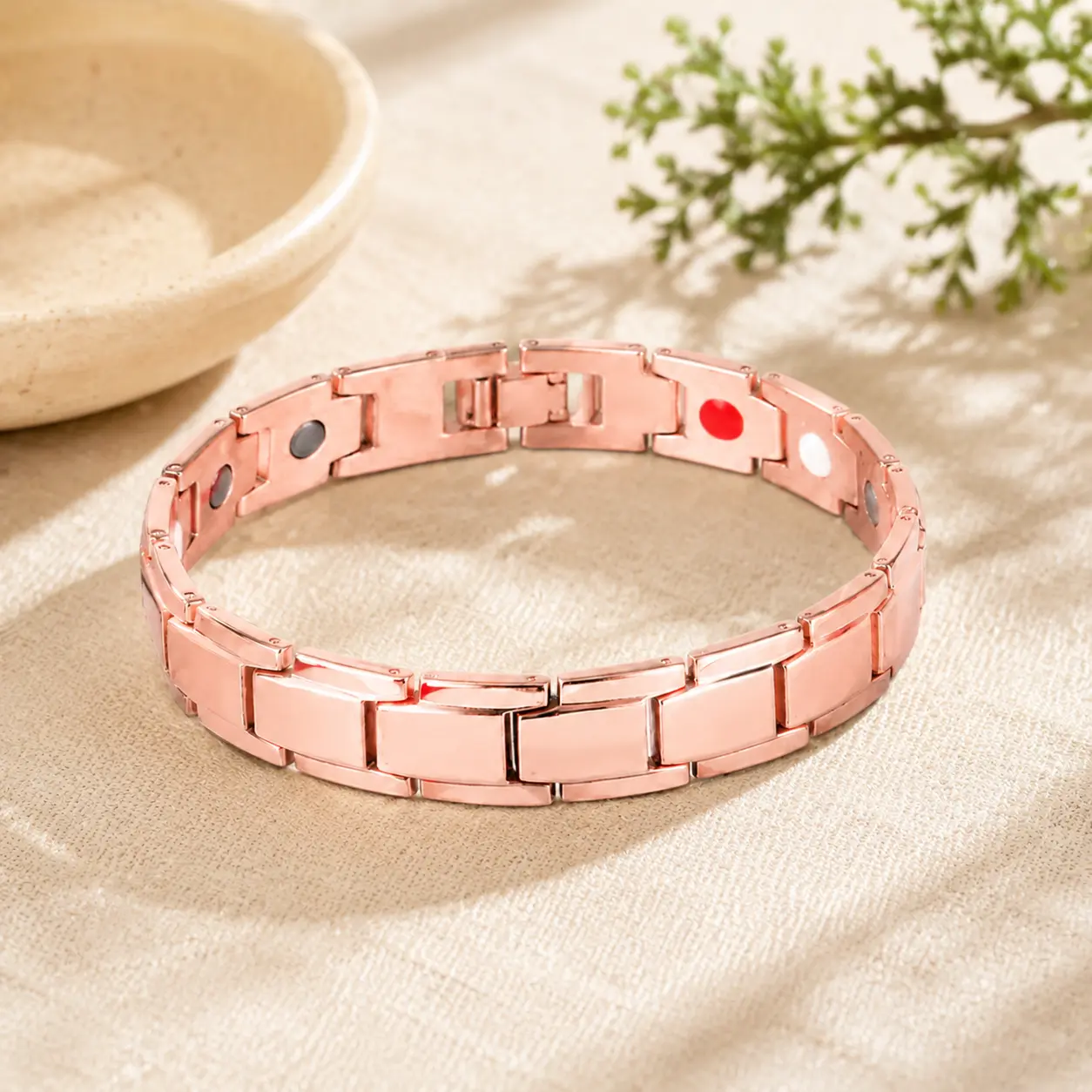 Copper Magnetic Bracelet for Men & Women, Adjustable Link Design, Simple Fashion Accessory, Slider Bracelet