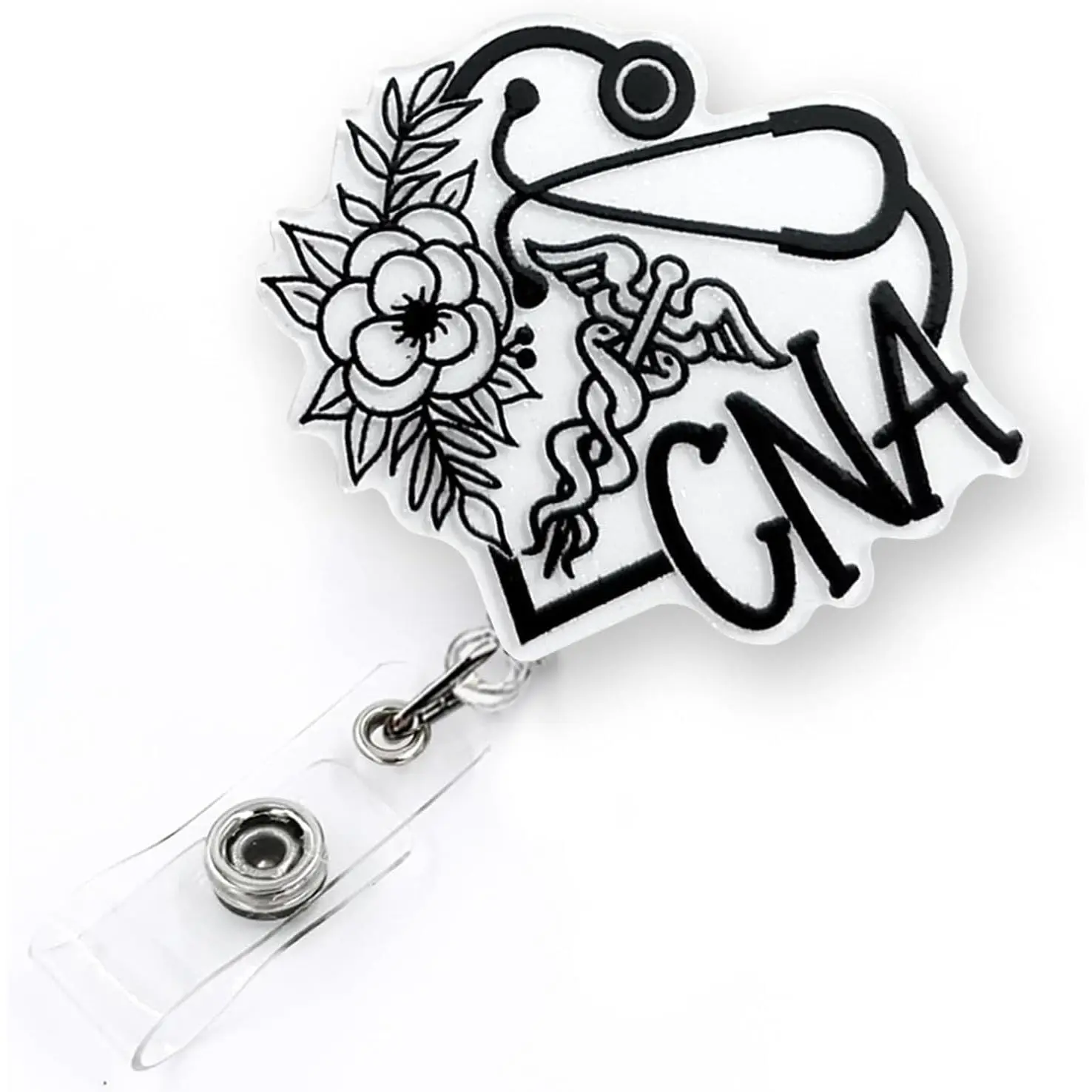 Retractable CNA Badge Reel - Certified Nurse Assistant ID Name Tag Holder with Clip, 24" Durable Synthetic Nylon Cord, Funny Cute Badge Reels for Dentists, CNA Graduation Gift | Office Identification Supplies