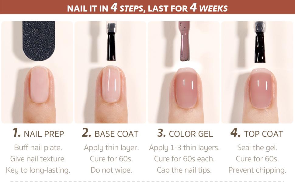 GAOY Tortoise shell Jelly Brown Gel Nail Polish of 6 Transparent Nude White Dark Red Colors Sheer Gel Polish Kit for Salon Gel Manicure and Nail Art DIY at Home