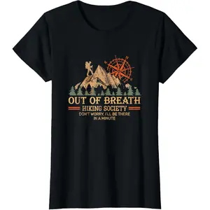Out of Breath Hiking Society For Men Women Hiker Nature Love T-Shirt