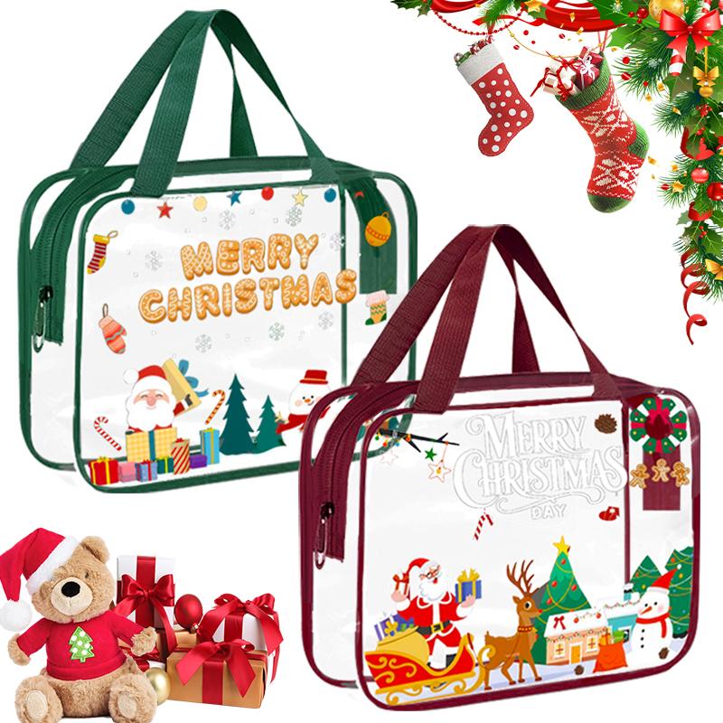 Christmas Desk Organizer, Desktop Storage Pouch with Holiday Patterns for Office Supplies, Makeup, Pens | Festive Gift for Women, Teens, Coworkers