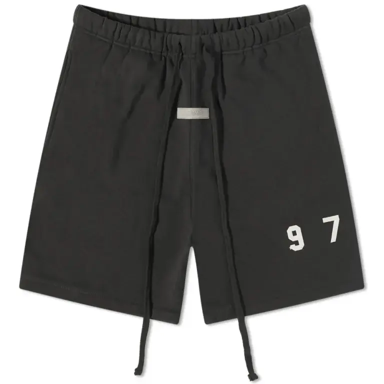 Menswear Men's Loose Fit Stylish Casual Sweatshorts - 'Iron' Black, '1977' Logo, All Seasons, Style 160BT212000F, Men's Shorts
