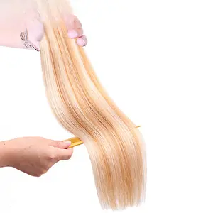 European American Real Human Hair Extensions Straight PU Tape Hand Woven Natural