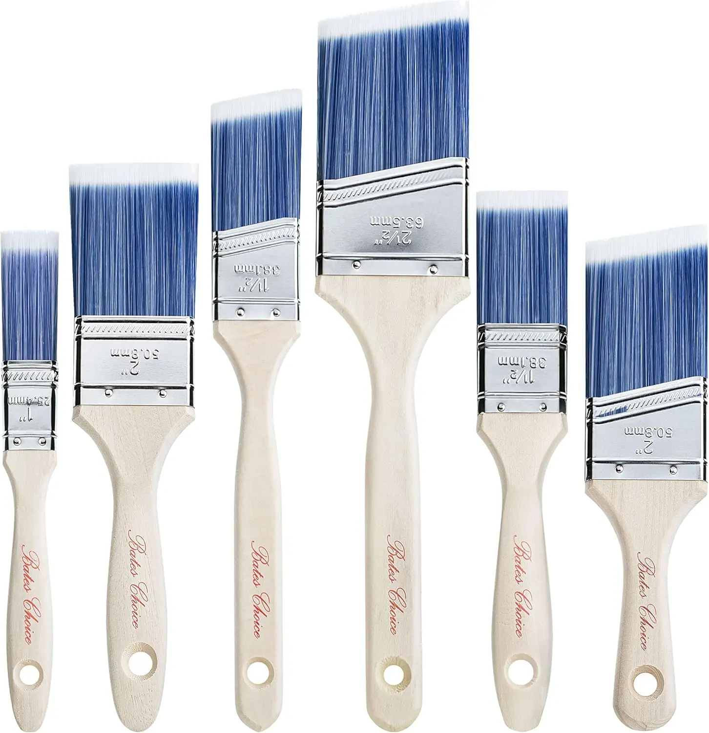 Paint Brush Set (6 Pack) – Treated Wood Handle Brushes for Walls, Furniture & Stain, Multi-Purpose Painting Tools, Smooth Finish Application