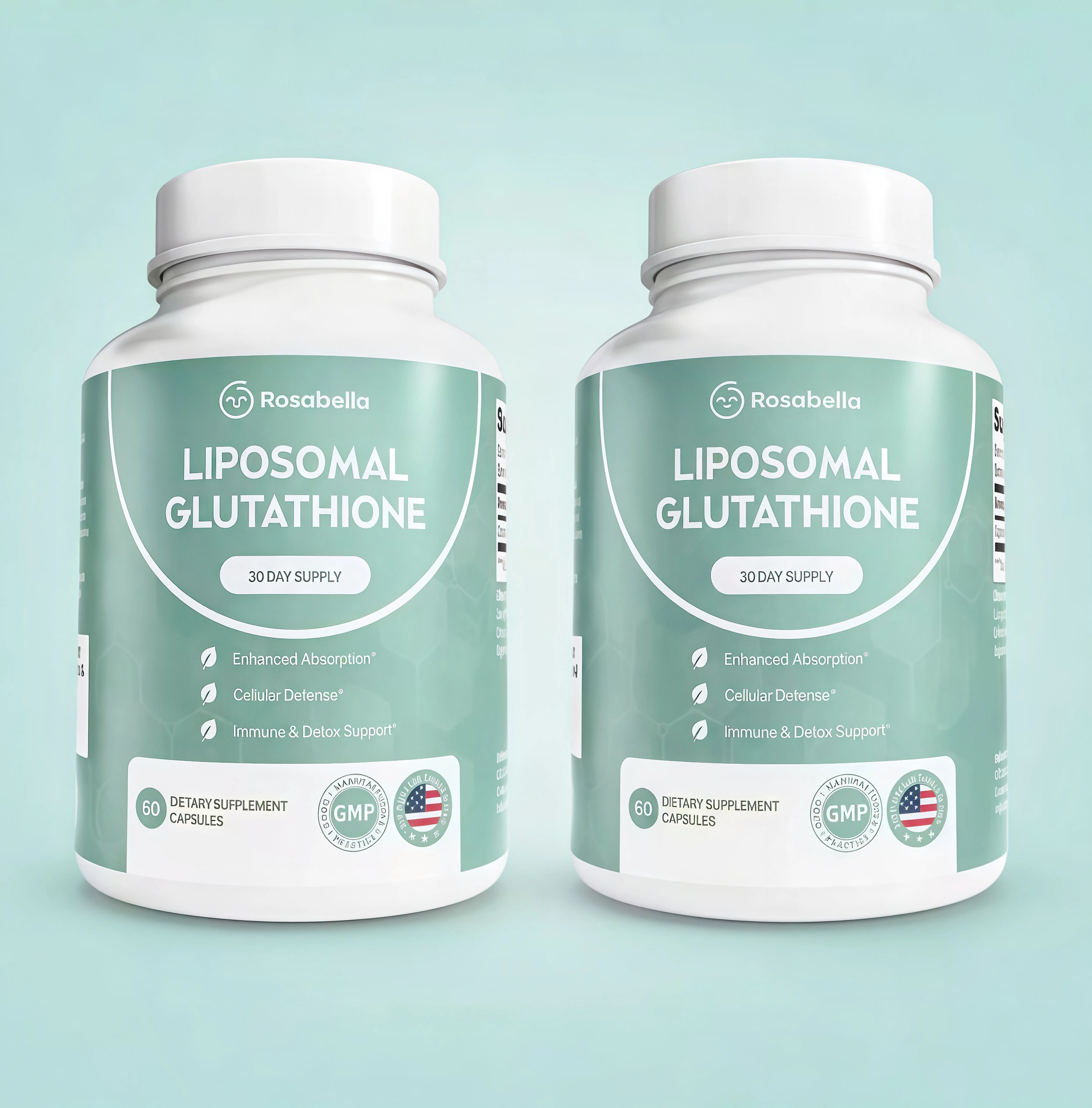 2 Pack Liposomal Glutathione Capsules DK– Skin Glow, Immune & Detox Support (60 Count) - Rosabella