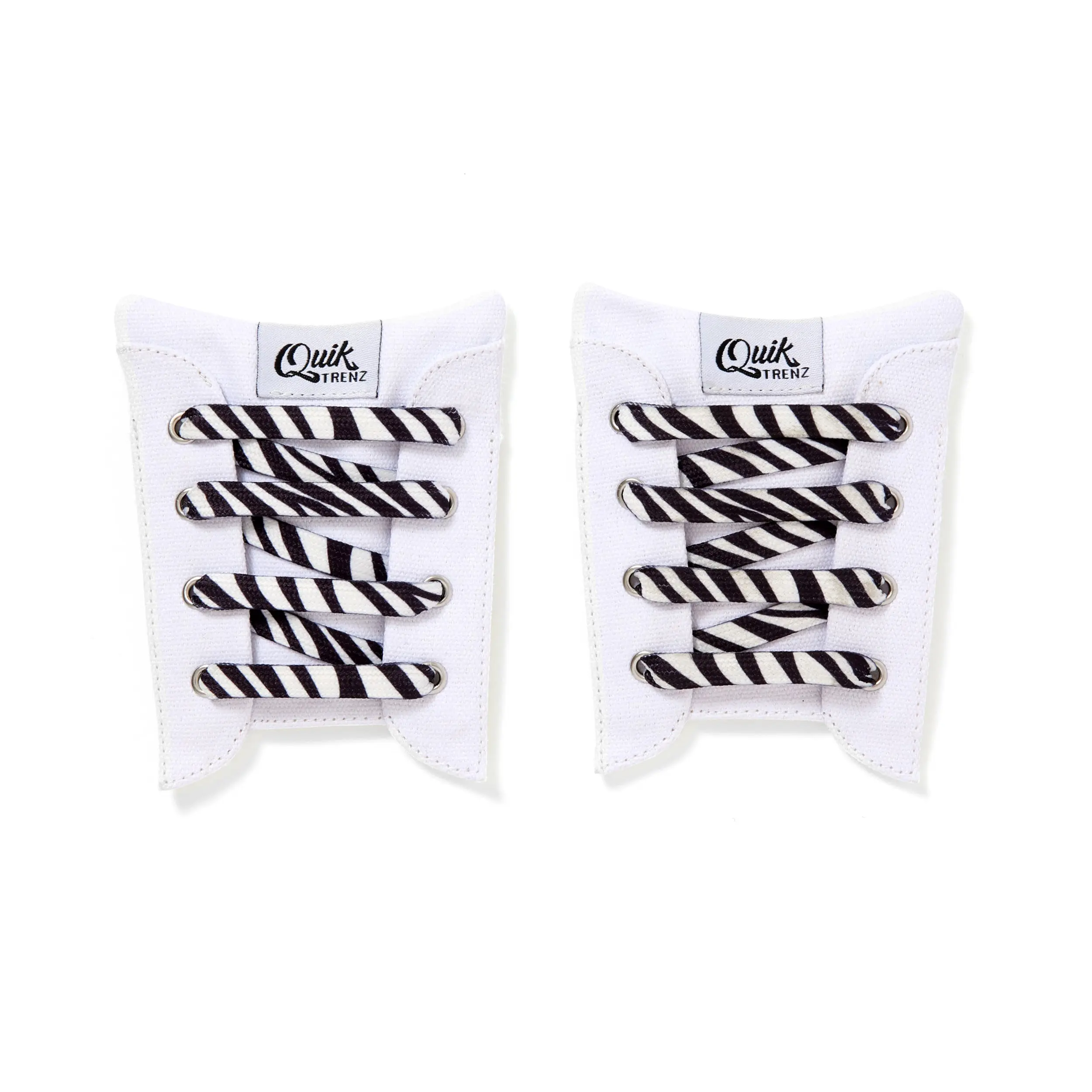 ZEBRA PRINT - WF White and Black Shoelaces -Velcro Laces-Kids Shoes Accessories
